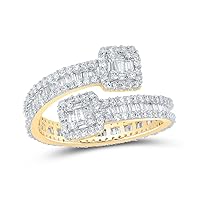 The Diamond Deal 10kt Yellow Gold Mens Baguette Diamond Cuff Eternity Band Ring 1-5/8 Cttw