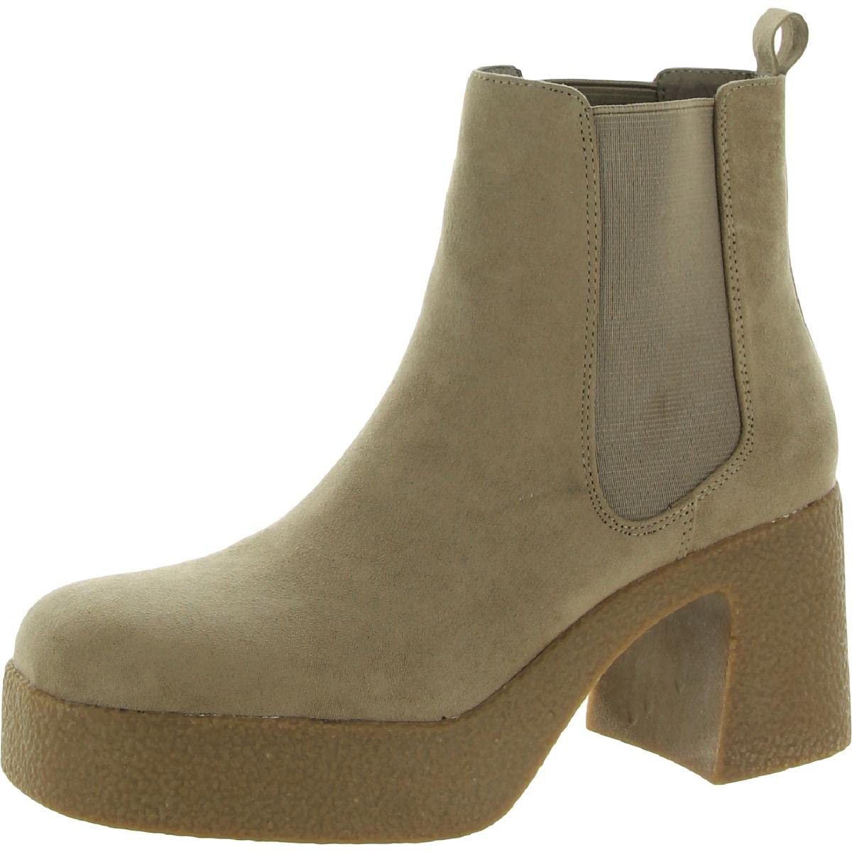 Steve Madden Womens Beneficial Padded Insole Chunky Chelsea Boots