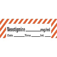 ANS-15 Anesthesia Removable Tape with Date, Time & Initial, Neostigmine Mg/Ml, 333 Imprints, White with Fluorescent Red, 1/2