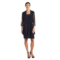 R&M Richards Womens Plus 2PC Mesh Inset Dress with Jacket