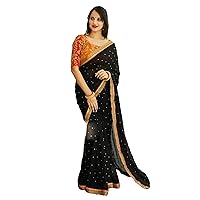 Indian Georgette Fancy Dori Thread & Sequence Work Woman Muslim Party Wear Sari 4861