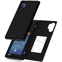 Galaxy Note 10 Plus Wallet Case with Card Holder, Protective Dual Layer Bumper Phone Case (Black)
