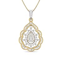 0.22 Cts Round Simulated Diamond Avichai Drop Pendant in 14K Yellow Gold Finish