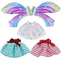 E-TING 3 Pcs Santa Clothing Dress with Inflatable Butterflies for elf Doll Christmas Accessories (White Skirt + Green Polka Dot Skirt + Red-White Striped Skirt)