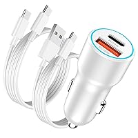 iPhone 15 Car Charger Fast Charging, [MFi Certified] 38W Car Charger Adapter Dual Port PD 20W&QC3.0 Type C Rapid Car Charging with 2 Pack USB C Cable for iPhone 15/15 Plus/15 Pro/15 Pro Max, iPad Pro