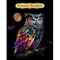 Nevermore Sketchbook: Neon Owl Dark Academia Aesthetic Notebook