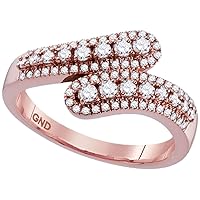 The Diamond Deal 10kt Rose Gold Womens Round Diamond Bypass Band Ring 1/2 Cttw