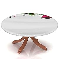 Christmas Round Fitted Tablecloth Elastic Edge,for 57