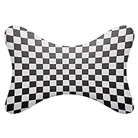 Black White Racing Checkered Flag Car Neck Pillow Set of 2 Comfortable Neck Support Headrest Pillow Filled Memory Foam for Travel Car Seat