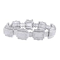 AFFY 1 1/4 Carat Round White Natural Diamond Men's Bracelet In 14k Gold Plated Jewelry (Clarity : I2-I3, Color : I-J, 1.25 Cttw) Gift For Him