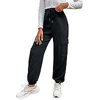 GORGLITTER Women's Y2K Drawstring Cargo Pants Elastic High Waist Jogger Trousers with Flap Pockets