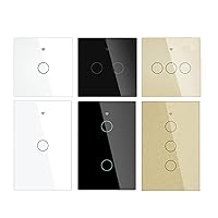 WiFi Wall Touch Light Switch Wireless Remote Control Tuya/Smart Life App Backlight Work with Voice Control US EU Gold #3-Gang#US NoNeutral