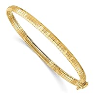 14k Yellow Gold Omega and Cubetto Yellow and Satin Bright Cut Omega Bracelet 7.5 Inches x 4.15 mm
