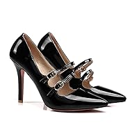 LEHOOR Women High Stiletto Heel Pointed Toe Mary Jane Pumps Ankle Straps Slip On Buckle Sexy Comfortable Dress Shoes 5-15 M US