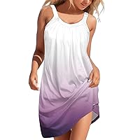 Shapewear Dress for Women,Women Beach Dress Stripe Sleeveless Backless Camisole Beach Mini Sundress Womens Summ