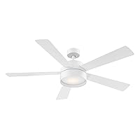 EGLO Whitehaven 5-Blade 3000K Dimmable LED Lighting and Ceiling Fan with Remote Control, 52-inch, White