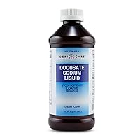 Docusate Sodium Liquid Stool Softener by GeriCare- Gentle Stimulant Laxative Liquid for Men & Women- Quick Constipation Relief Aid- Adults Daily Bowel Movement Laxative- Cherry-Flavored (16 fl oz)