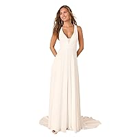 Women's Bohemian Wedding Dresses for Bride 2023 Lace Chiffon Long Formal Evening Dress