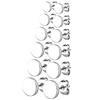 JewelrieShop Dot Earrings Men Black Studs Silver Stainless Steel Disc Circle Round Flat CZ Earring Set for Women (3mm-10mm,5-6 Pairs,Black/Silver)