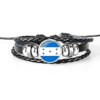 Honduras Flag Adjustable Woven Bracelets - World Cup Bracelet Fashion Leather Handmade Bracelet Multilayer Braided