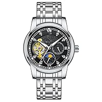 Men's Moon Phase Automatic Watch Mechanical Self-Winding Watch Waterproof Luminous Business Watch