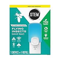 STEM Light Trap: Indoor Fruit Fly Trap, Effective Insect Control for Home, Attracts and Traps Flying Insects, Emits Soft Blue Light, Starter Kit with 1 Plug-In Device and 1 Cartridge