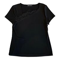 Womens Lace Detail Embellished T-Shirt