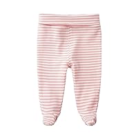 Teach Leanbh Infant Baby Boys Girls High Waist Footed Pants Casual Leggings 0-12 Months (3 Months, Pink Stripes)