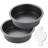 HONGBAKE 8 Inch Round Cake Pan Set for Baking with 60 Pieces Parchment Paper, Nonstick Circle Cake Pans Set of 2, Layer Cake Tin, Cheesecake Mold, Huty Duty - Grey