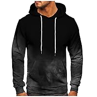 Sweatshirts For Men Vintage Printed Drawstring Plus Size Hoodies Fall Casual Loose Going Out Pullover With Pockets