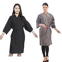 PERFEHAIR Professional Hair Salon Essentials Bundle: Kimono Style Client Gowns - Black and Grey, Perfect for Styling Comfort