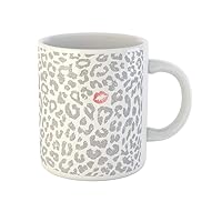 Coffee Mug Silver Animal Pattern Leopard Kiss Cat Cheetah Abstract Africa 11 Oz Ceramic Tea Cup Mugs Best Gift Or Souvenir For Family Friends Coworkers