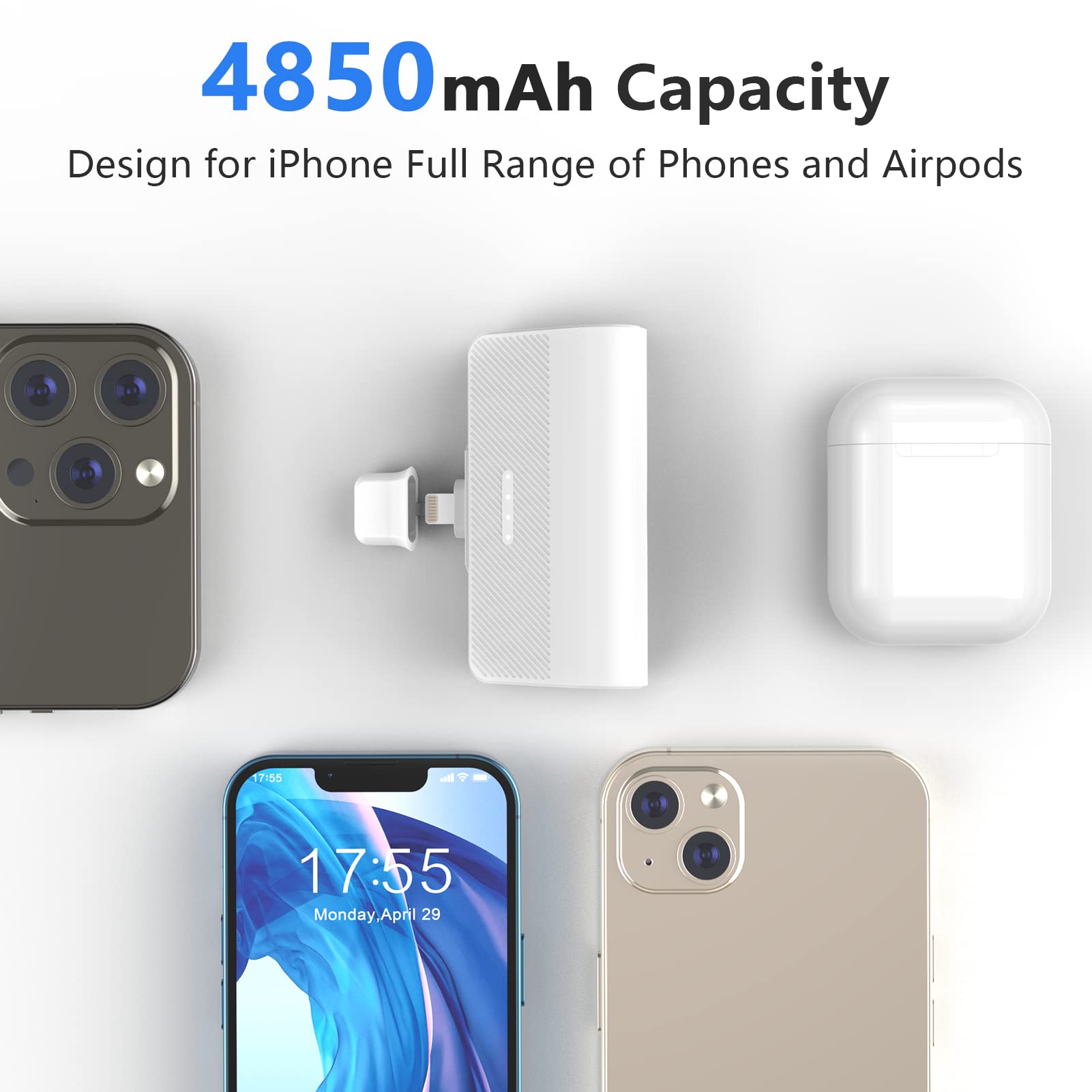 ATGIH Mini Portable Charger for iPhone, 4850mAh Ultra-Compact Small Power Bank Cute Battery Pack Compatible with iPhone 14/14 Pro Max/13/13 Pro Max/12/12 Pro Max/11 Pro/XS Max/XR/X/8/7/6/Plus/Airpods
