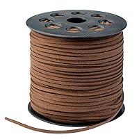 100 Yards Suede Cord, Leather Cord 2.6mm x 1.5mm Suede Lace Faux Leather Cord with Roll Spool for Bracelet Necklace Beading DIY Handmade Crafts Thread (Coffee)