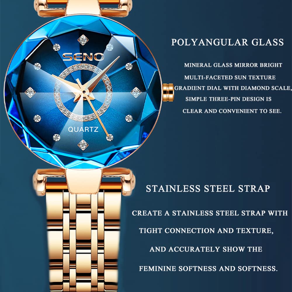 KINGNUOS Star Drill Ocean Star Dial Watch Steel Band Women's Watch Fashion Crystal Ladies Quartz Watches