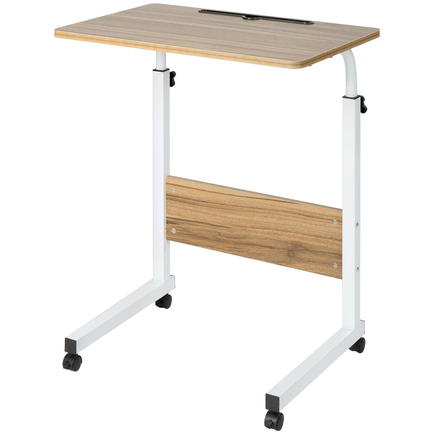 DOEWORKS Side Table, Standing Computer Desk, Adjustable Laptop Stand Portable Cart Tray Side Table, Ancient Oak
