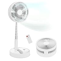 JUBANGLIAN Remote Control Retractable Desktop Fan,Ultra Powerful Portable Vertical Fan Chargeable 3 Speeds Air Circulating Fan for Bedroom Kitchen Camping(White)