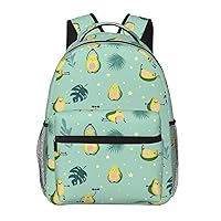 Green Avocado Palm Leaf Star Large Backpack For Men Women Personalized Laptop Tablet Travel Daypacks Shoulder Bag