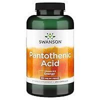 Swanson Pantothenic Acid (Vitamin B-5) Energy Metabolism Nerve Function Support 500 mg 250 Capsules