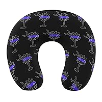 South Carolina Palmetto Moon Police Thin Blue LINE Travel Pillow Head and Neck Support Cushion Memory Foam U-Shaped Headrest Pillow for Sleeping