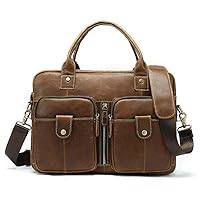Handmade Vintage Small Business Bag Essentials,Leather Briefcase for Men and Women Crossbody