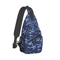 Blue Camouflage Pattern Print Crossbody Backpack Shoulder Bag Cross Chest Bag For Travel, Hiking Gym Tactical Use