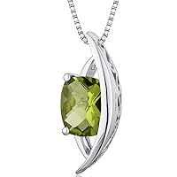 PEORA Peridot Floating Teardrop Pendant Necklace for Women 925 Sterling Silver, Natural Gemstone Birthstone, 1.50 Carats Radiant Shape with 18 inch Chain
