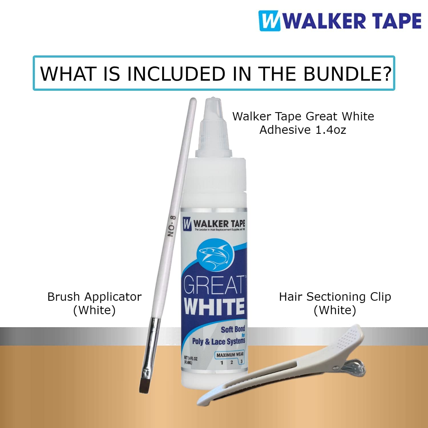 1.4oz Great White Soft Bond Twist Top w/White Hair Clip & Brush Appicator Bundle Pack | Front Bonding Weave Wigs Active Wig Glue Tape Adhesive Lace Extensions | Super Bold Hold Adhesive Liquid Glue