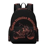 Human Evolution Motorcycle Backpack Lightweight Laptop Backpack Business Bag Casual Shoulder Bags Daypack for Women Men