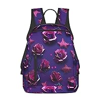 BREAUX Glitter Sequin Rose Print Large-Capacity Backpack, Simple And Lightweight Casual Backpack, Travel Backpacks