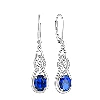 Oval Drop Dangle Earrings 925 Sterling Silver Infinity Leverback Earrings Birthstone Jewelry Gifts for Women