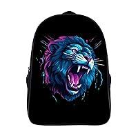 Lion Howling 16 Inch Backpack Adjustable Strap Daypack Laptop Double Shoulder Bag for Hiking Travel