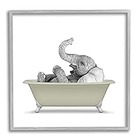 Stupell Industries Monochromatic Elephant Laying Bathtub Bathroom Illustration,Design by Annalisa Latella