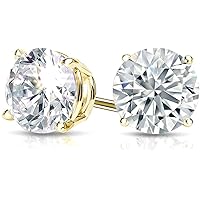 The Diamond Deal .05-1.00 Cttw Natural Round Solitaire Diamond Stud Earrings For Women Girl 14k Yellow or White or Rose/Pink Gold 4-Prong Basket Setting Stud Earrings With Push Backs (VS1-VS2 Clarity)